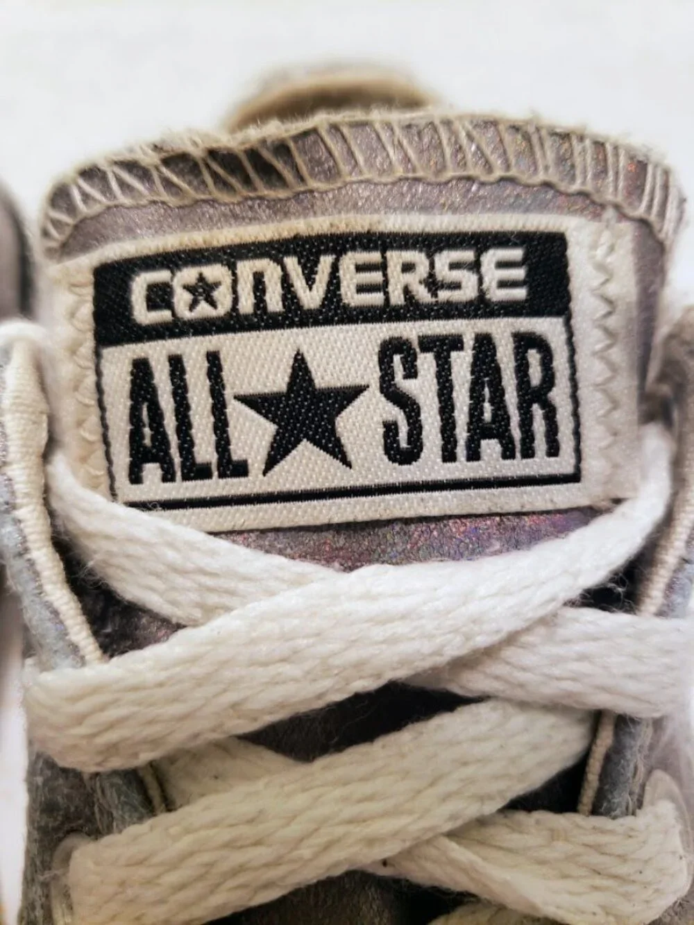 Converse Chuck Taylor All Star Distressed Grey Metallic Sneakers Kids Size 11